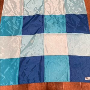 Mila Paoli Blue and White Silk Checkered Scarf